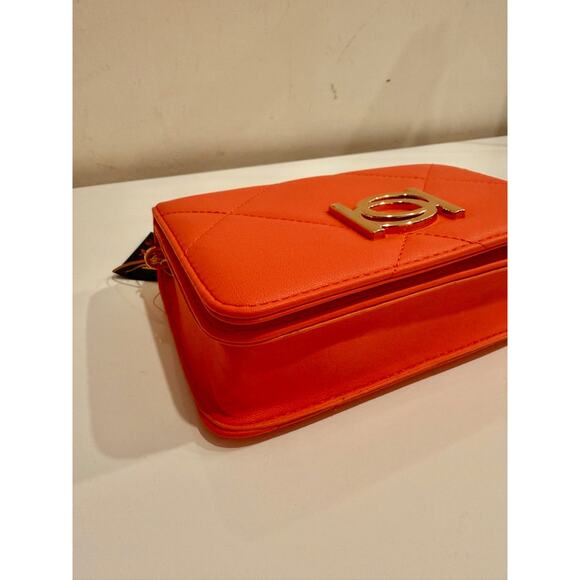 NWT Bebe Faux Leather Gio Flap Crossbody Handbag Salmon Size Small - Picture 7 of 10